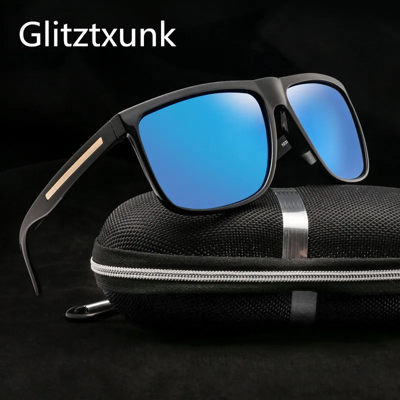 

Glitztxunk Square Men Polarized Sunglasses Classic Brand Sun Glasses For Male UV400 Driving Black Eyeglasses Oculos de sol