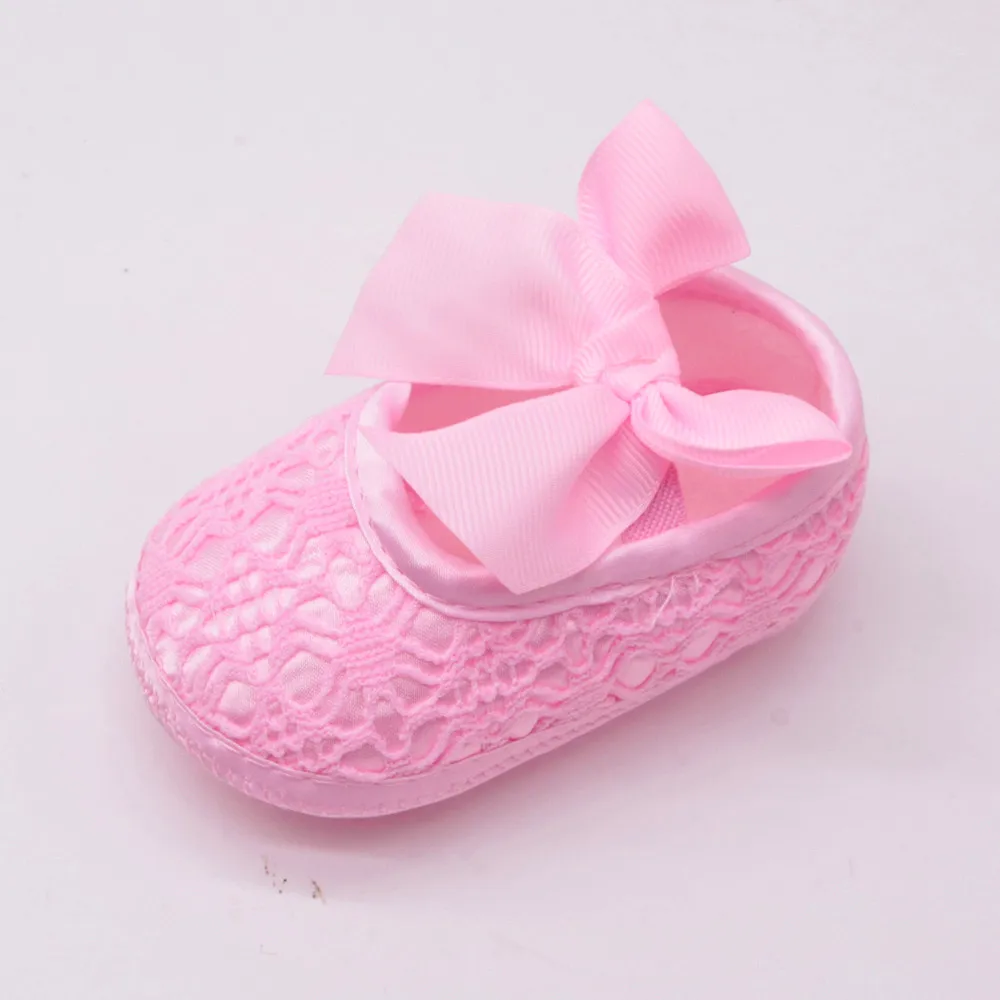 Первые ходунки детская обувь принцессы с бантом на мягкой нескользящей подошве с бантом обувь для новорожденных девочек обувь для детей# 3F