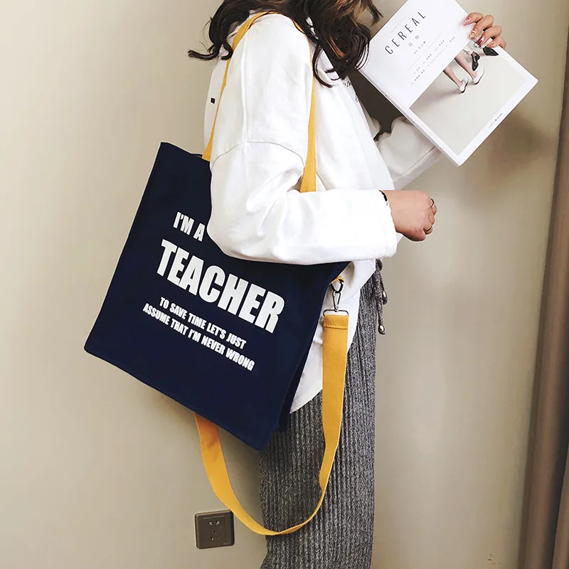

2019 New Style Autumn Canvas Generous Bag Lettered Shoulder WOMEN'S Bag