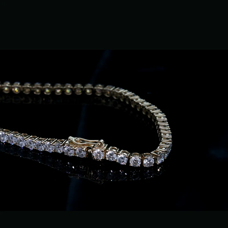 AEAW Solid 14K желтое золото DF 3 мм Moissanite лабораторный алмаз свадебный ободок браслет для женщин день рождения ювелирные изделия подарок
