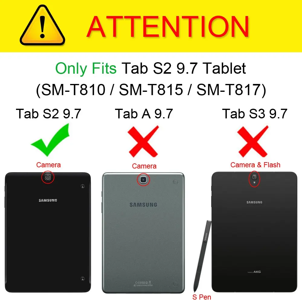 Case for Samsung Galaxy Tab S2 9.7inch SM T810/SM T813 2017, Ultra Slim Lightweight Smart Shell Stand Cover with Auto Sleep/Wake
