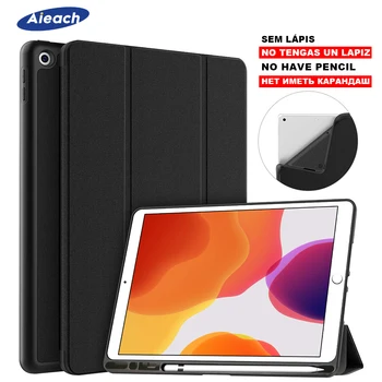 

For iPad 7th 10.2" Case 2019 With Pencil Holder Cloth Texture Leather Soft Silicone Cover For iPad 10.2 Case Auto Sleep / Wake