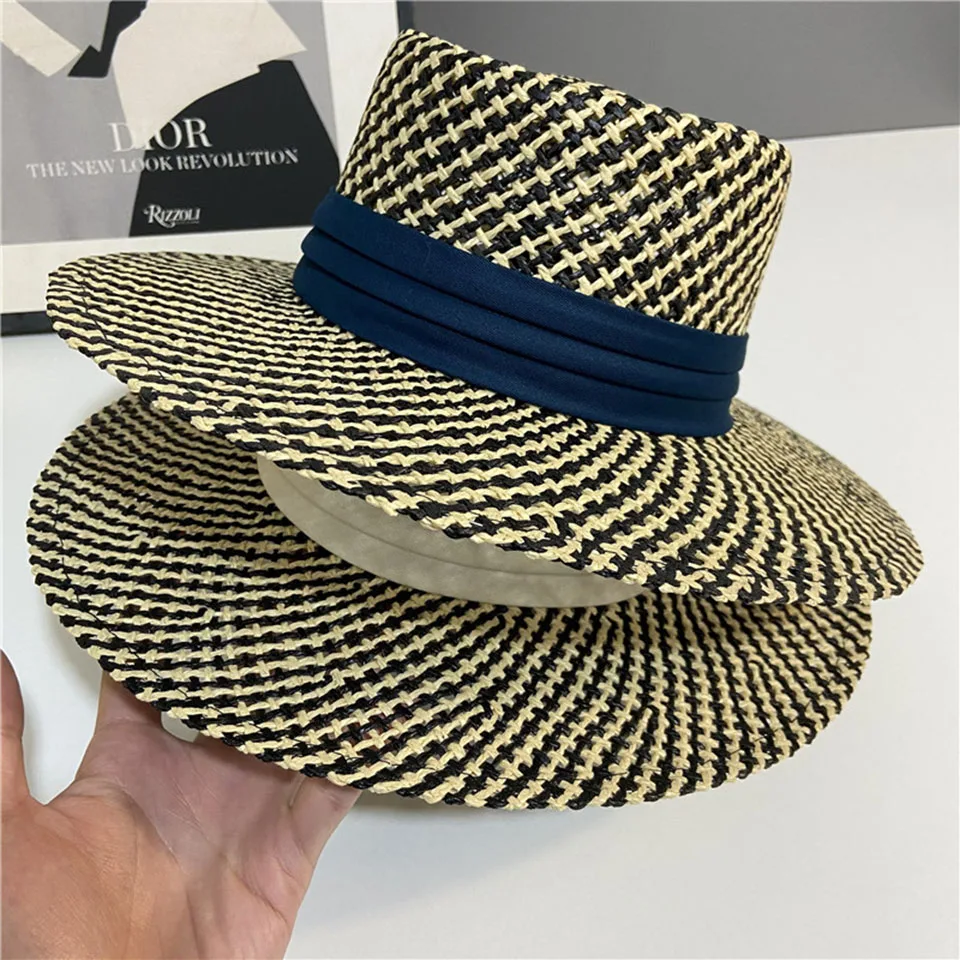 Waliicorners Wide Brim black and white Jazz Hat UV Protection Panama Straw Hats Travel Beach Sun Hat 28 H83f476c9875b4eaa900b1ab449ab8e67l