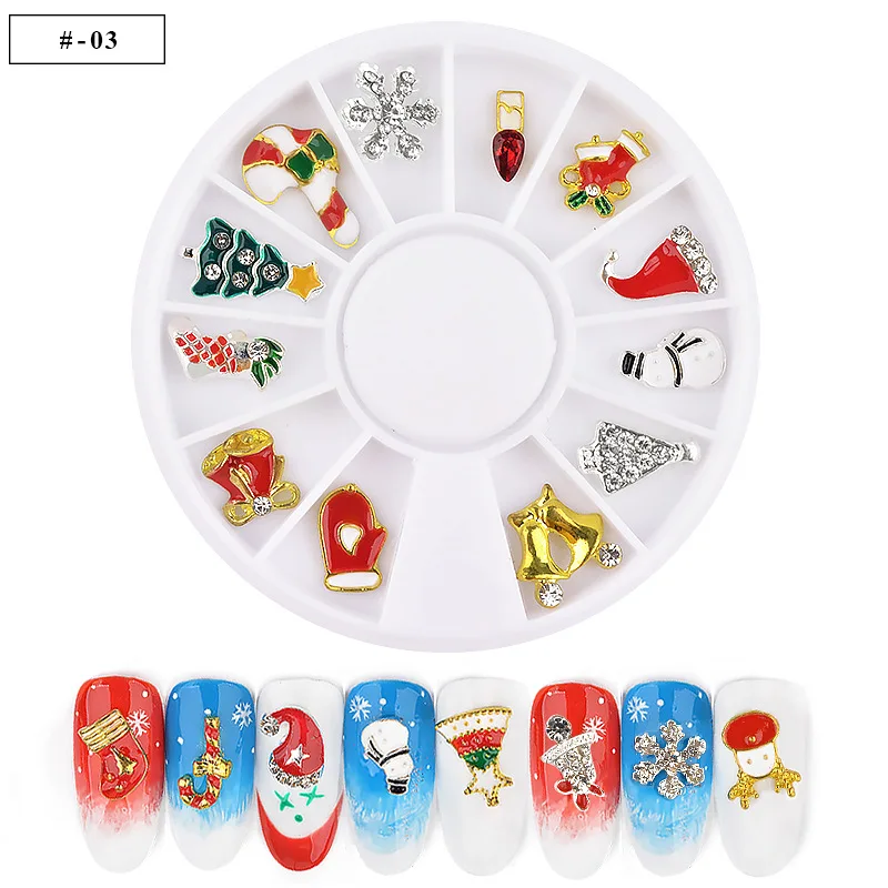Стразы для ногтей на Рождество, Стразы для ногтей, металлические стразы, камень для дизайна ногтей, 3D, новогоднее, Рождественское украшение для ногтей