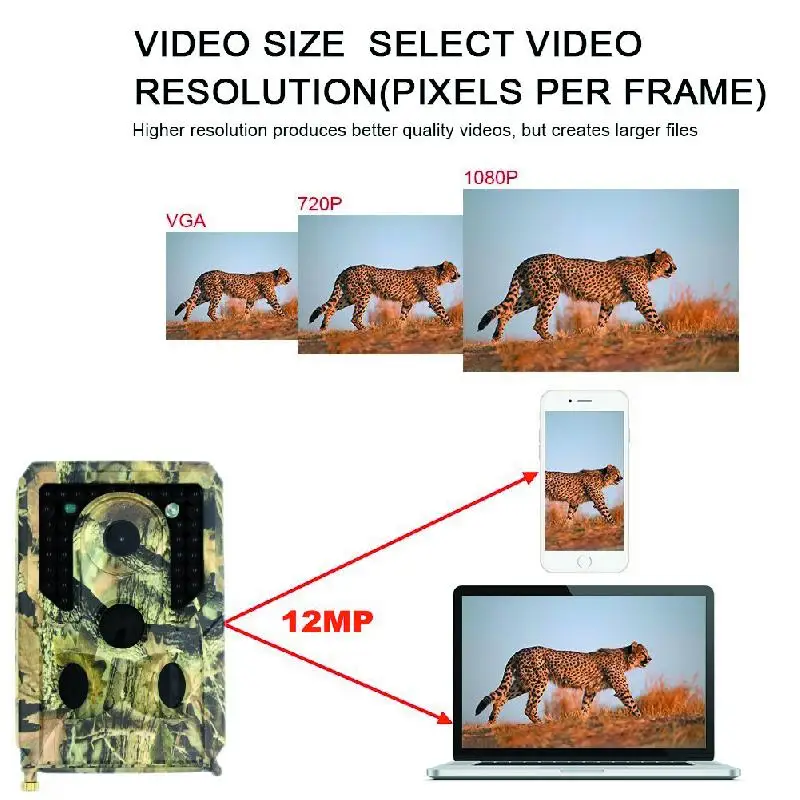 PR-400 камера 12MP 1080P 34 шт. Инфракрасные светодиоды 940nm охотничья камера IP56 Водонепроницаемая камера с углом обзора 120 градусов
