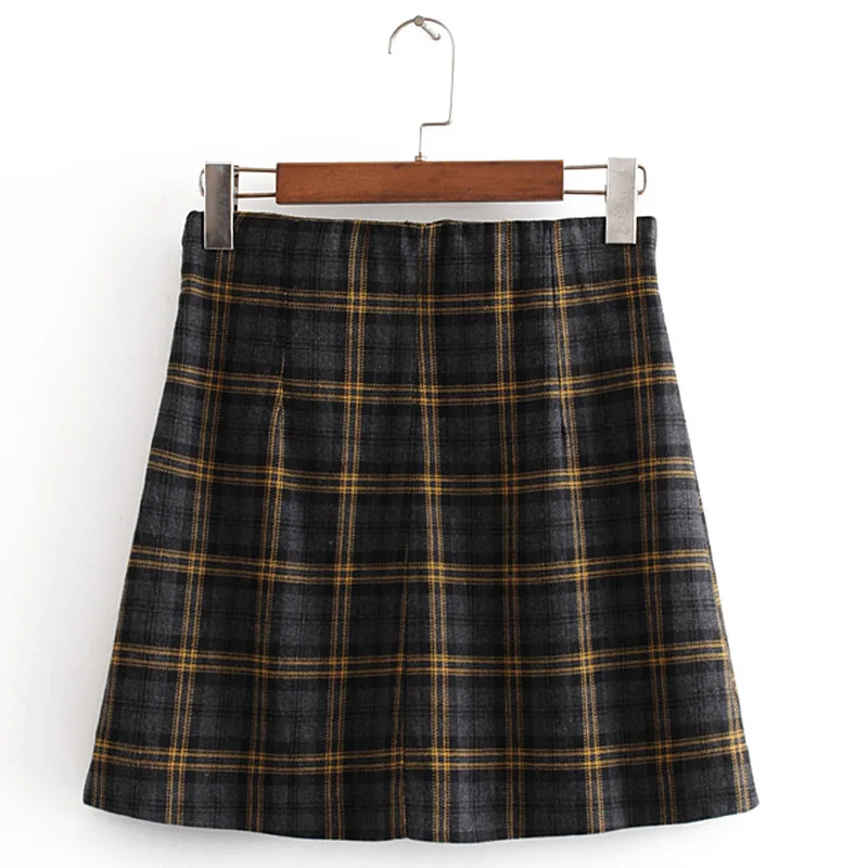 Fandy lokar, клетчатые юбки с принтом, женская модная юбка на молнии, женские элегантные юбки в консервативном стиле, женские юбки IB
