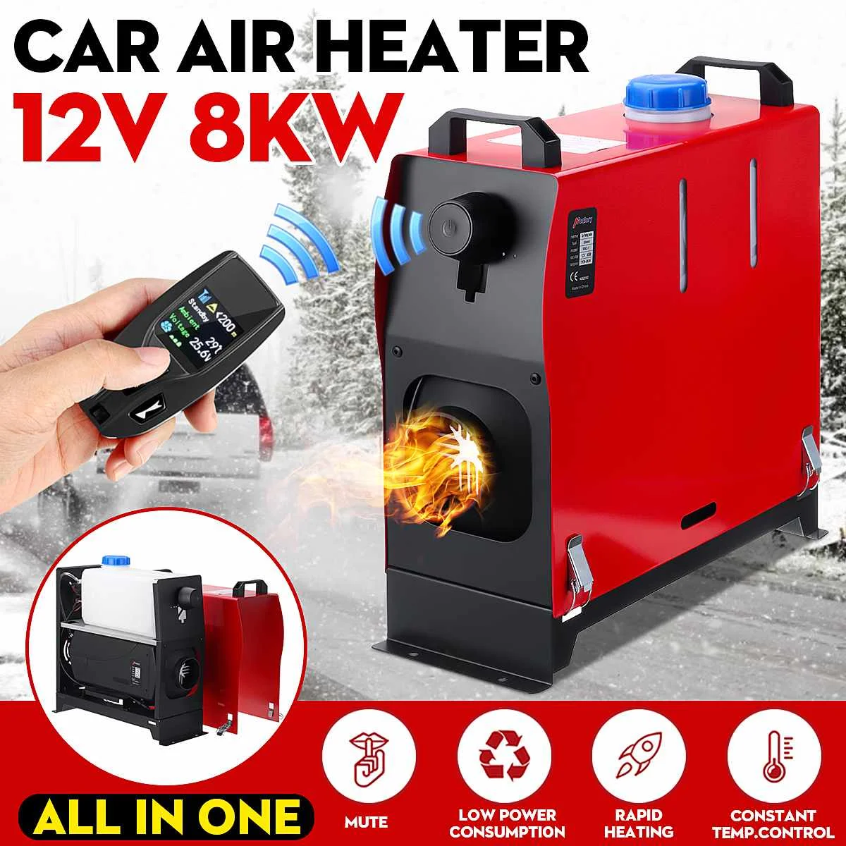 

All in One 1-8KW 24V Car HeaterTool Diesels Air Heater New LCD Monitor Parking Warmer For Car Truck Bus Boat