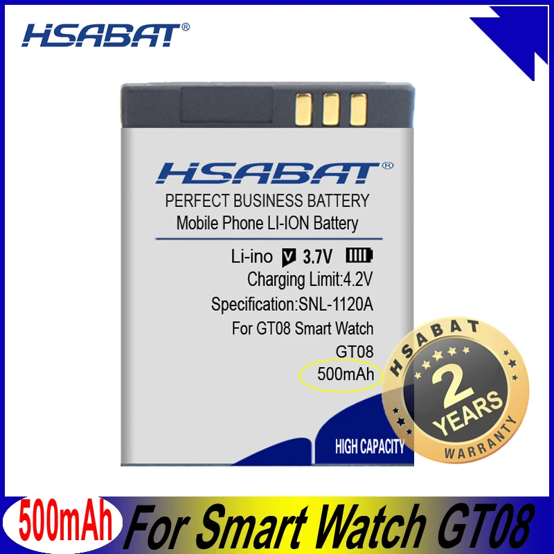 HSABAT GT08 500 мАч перезаряжаемый литий-полимерный аккумулятор для смарт-часов