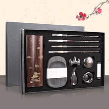 Китайская живопись, каллиграфия, кисть, держатель чернил, Ювелирный Комплект с камнями, бумага, вес, художественный набор, принадлежности для рисования