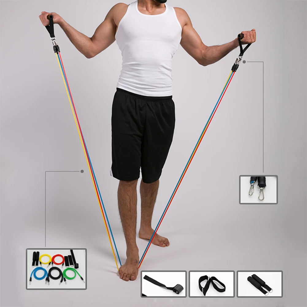 11Pcs/Set Fitness Training Exercise Yoga Pull Rope Elastic Resistance Bands