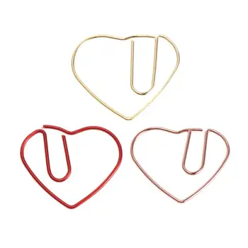 

50pcs Heart Shaped Paper Clips Creative Shape Clip for Bookmark Office School Notebook Agenda Pad (Mixed Color)