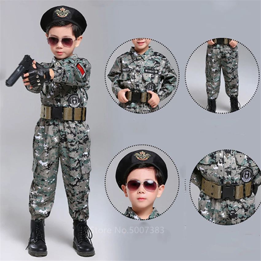 Спецназ дети солдат; Армия костюм камуфляж для маленьких мальчиков Air Force Маскировка необычная одежда косплей тактическая сумка костюм на Хэллоуин