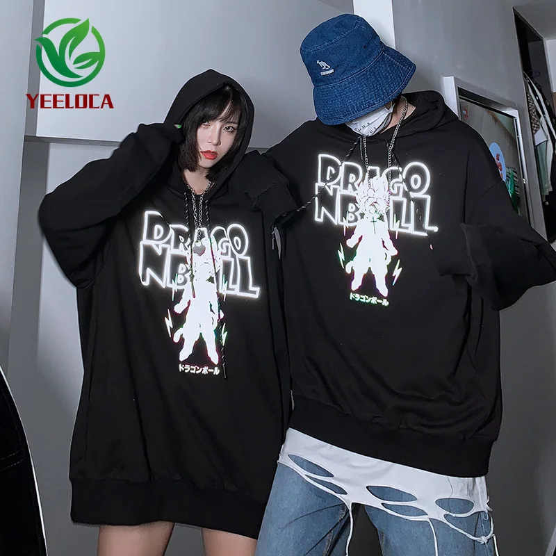 2020 Autumn and Winter New Fashion Brand Colorful Laser Reflective Printing Long-Sleeved Pullover Hoody Lovers Jacket | Мужская одежда