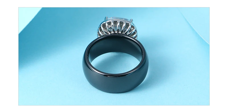 Роскошные Большие Квадратные Кольца с кристаллами для женщин, свадебные украшения, белые CZ 8 мм ширина, керамические кольца, кольца на палец, вечерние, аксессуары