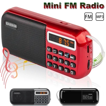 

Mini FM Radio Receiver Music Player Portable Digital Speaker with LED Display 3.5mm Headphone Jack Support TF Card