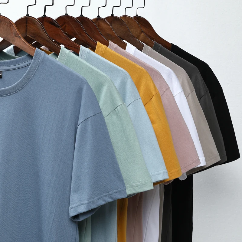 Summer new 8-color loose cotton solid color short-sleeved men's youth tide brand couple T-shirt size M-4XL | Мужская одежда