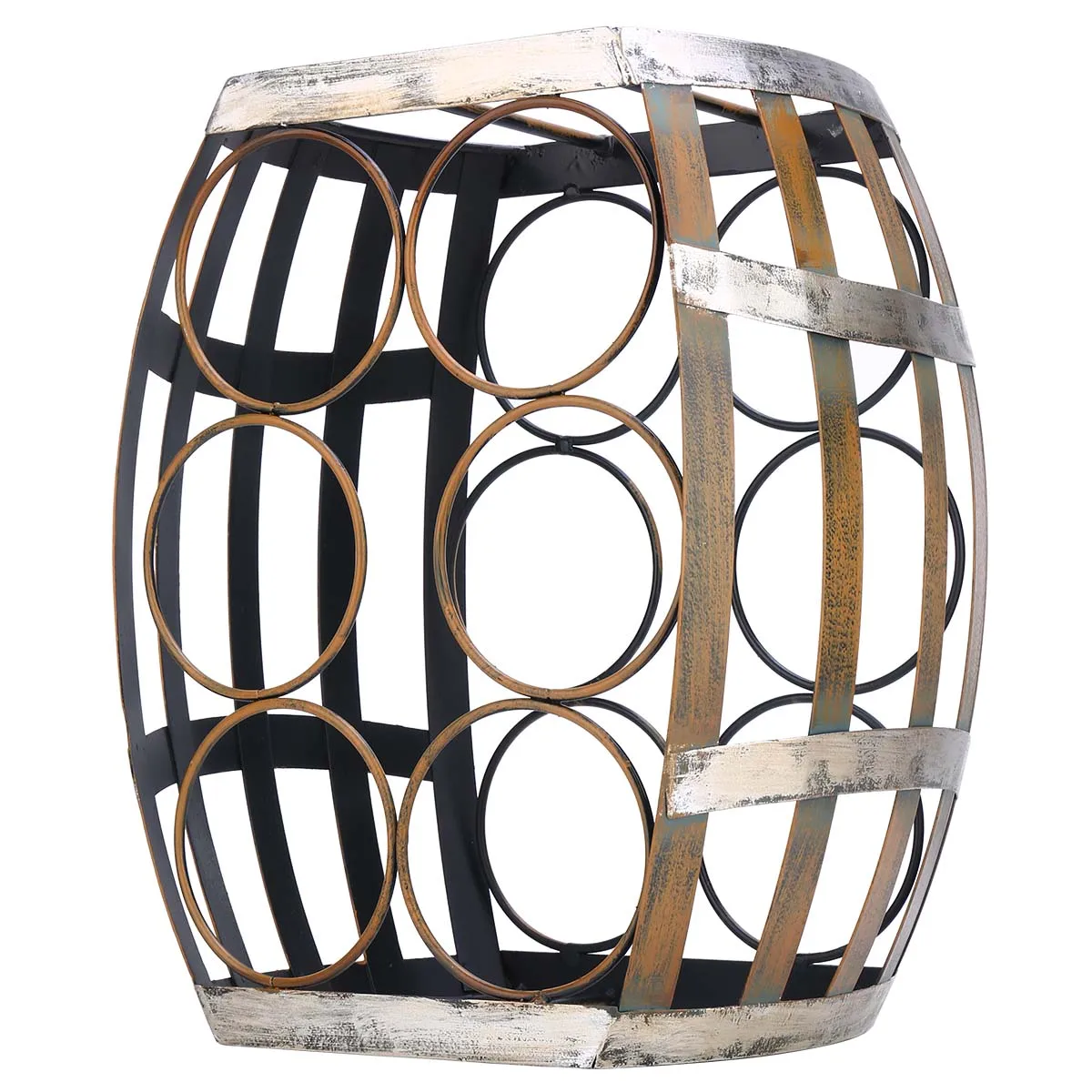 

Hot New 6 Bottles Wine Rack Tabletop Barrel Wine Rack Sturdy Iron Material Handmade Craft Display and Storage Rack Bar Tools