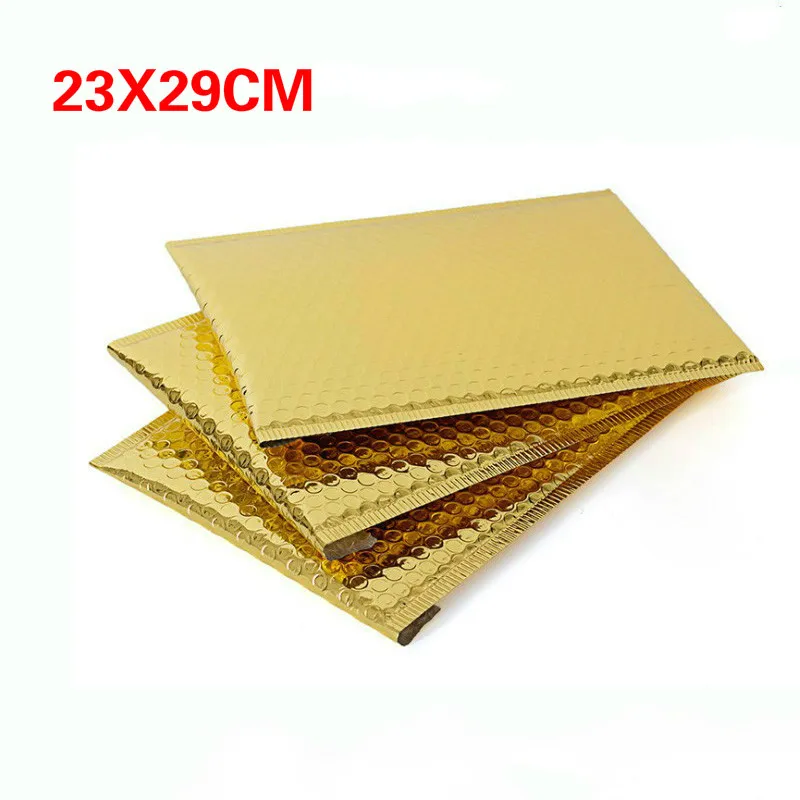 Packaging Shipping Bubble Mailers Gold Self Seal Padded Envelopes Bag Bubble Mailing Bags Gift Wrapping Storage 10pcs 23*29cm