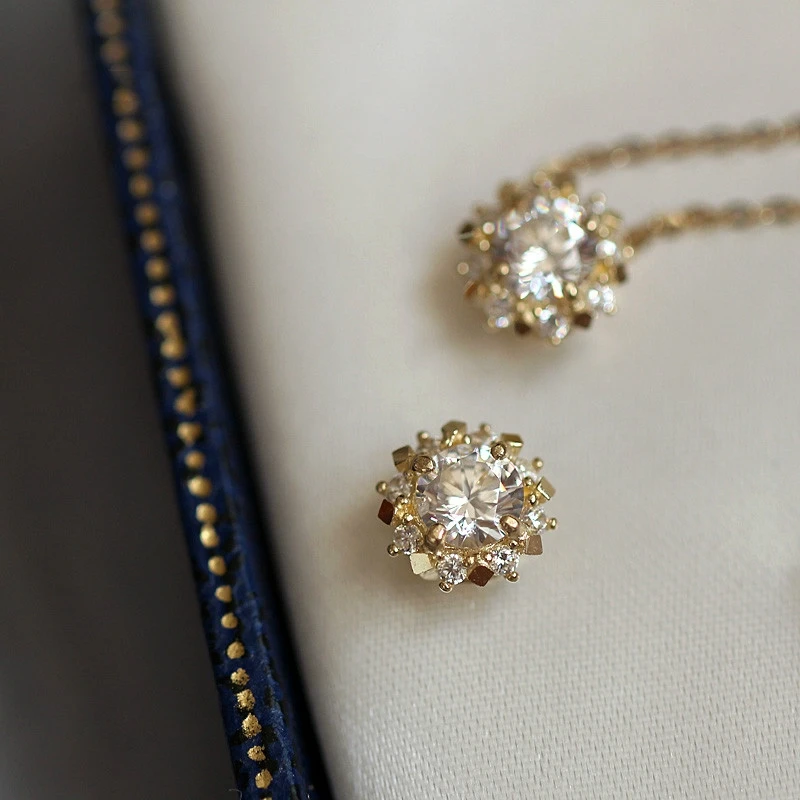 9K настоящее твердое Золото Шарм Кулон Хрустальный шар ожерелье «солнце» ювелирные изделия Минимальный простой Викторианский подарок