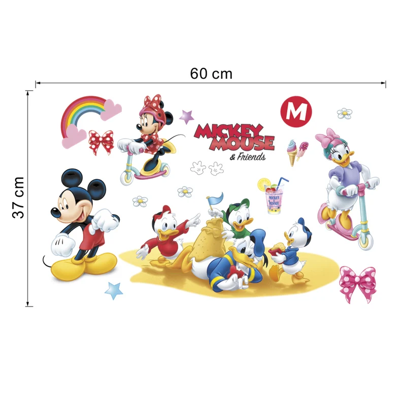 lovely Mickey Minnie Wall Stickers For Kids Room Children Bedroom Wall Decoration