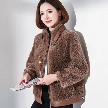 

Real Fur Coat Female Wool Jacket Winter Coat Women Clothes 2020 New Outwear Sheep Shearling Tops Suede Lining Coat Q278