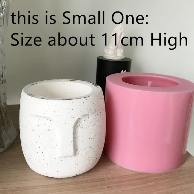 3D Resin Craft DIY Clay Human Face Cement Silicone Planter Mould Big Decorating Vase Making Concrete Flower Pot Molds Light Yellow