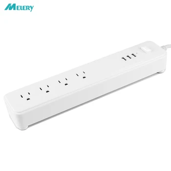 

Multiple Power Strip Surge Protector Electrical Outlet 4 US Plug Socket with 3 USB Overload Protection 5Ft/1.5m Extension Cord