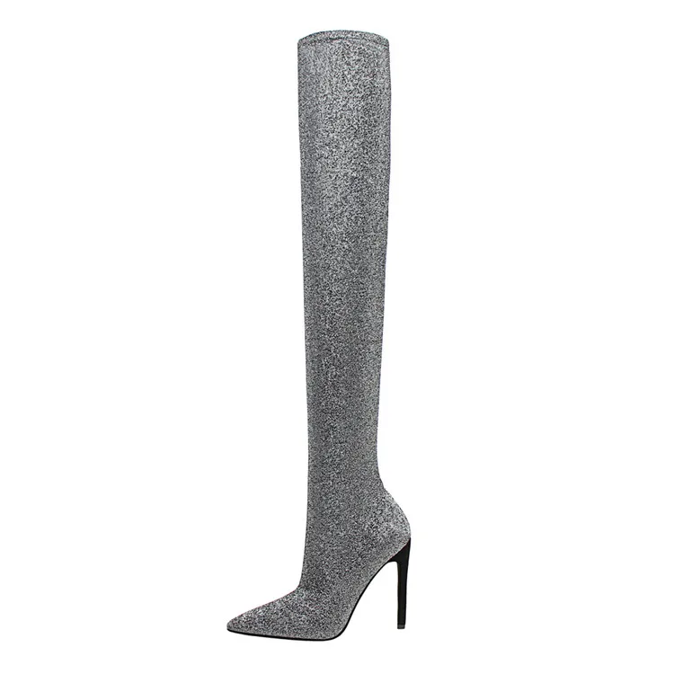 Eilyken/ г. Новые женские ботфорты из эластичной ткани пикантная Осенняя женская обувь на высоком каблуке со шнуровкой зимние женские сапоги размер 42