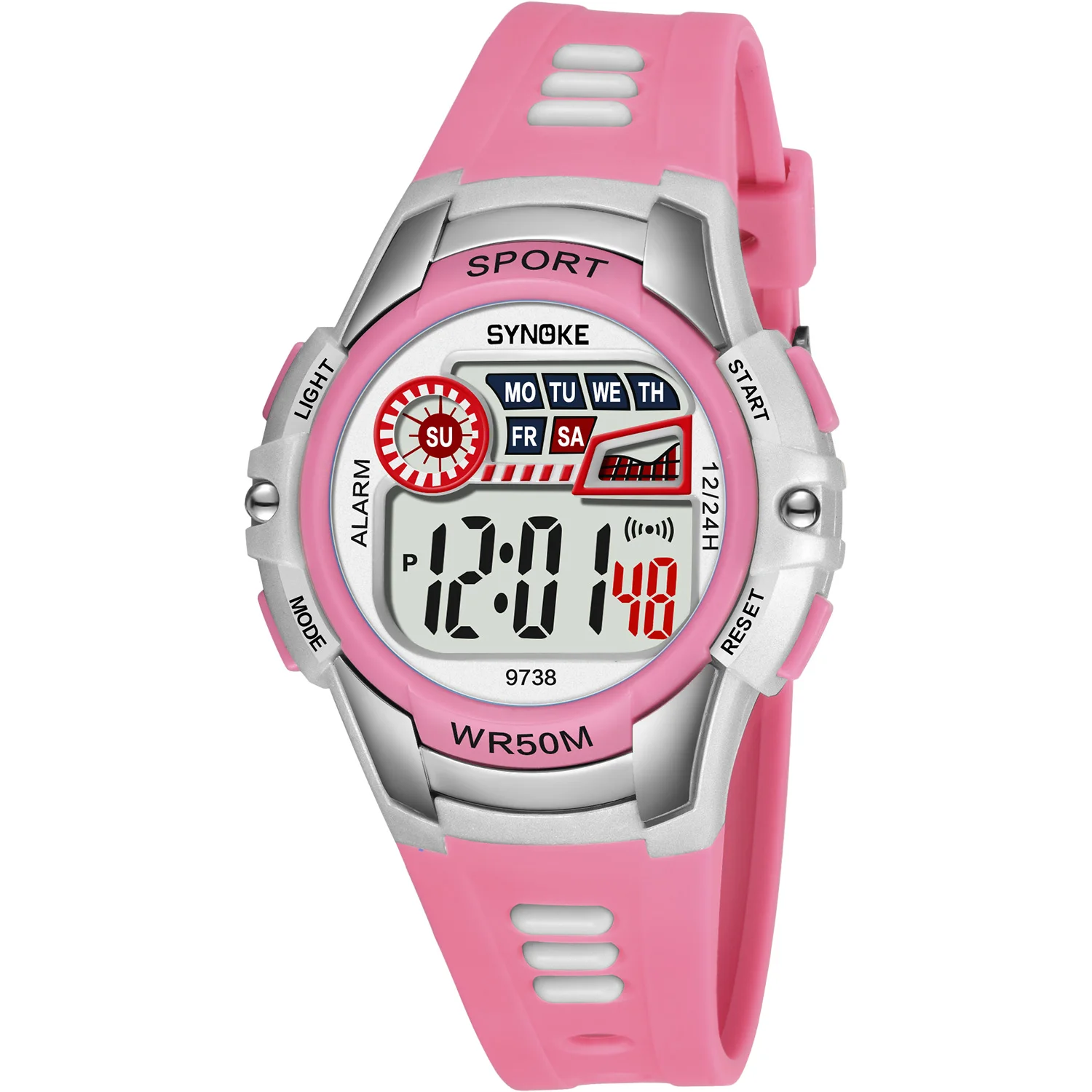 SYNOKE Модные Повседневные детские часы 50 м водонепроницаемые наручные часы желеобразные Детские мужские часы для мальчиков часы для девочек студенческие часы - Цвет: Pink
