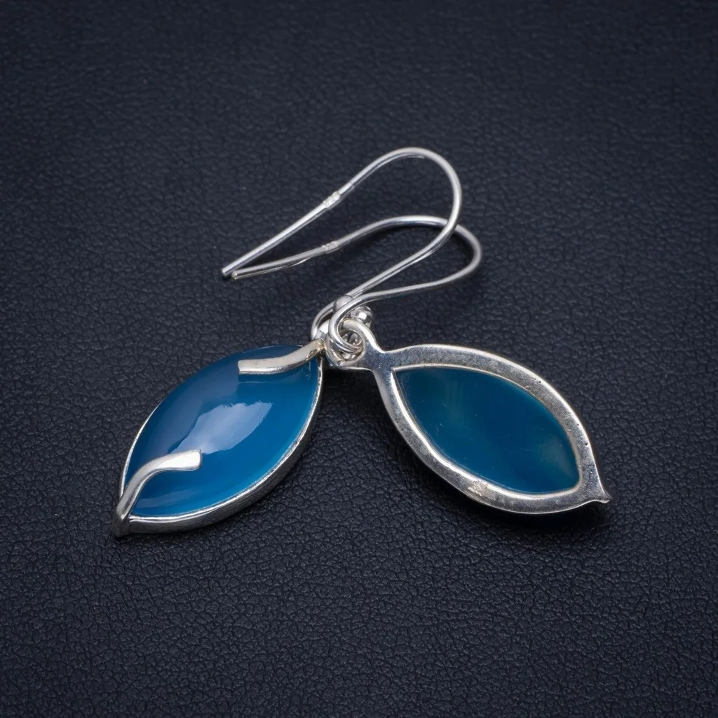 Natural Chalcedony Handmade Unique 925 Sterling Silver Earrings 1.5&quot A2640 | Украшения и аксессуары