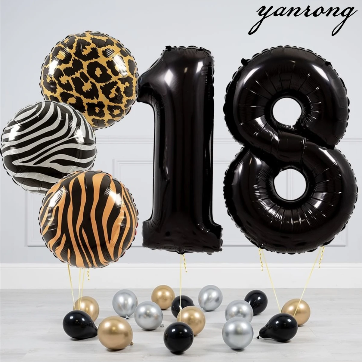 

32inch Black digital Animal Birthday Balloons Helium Leopard zebra Number Wedding Party Decorations Shower Globos kid toys