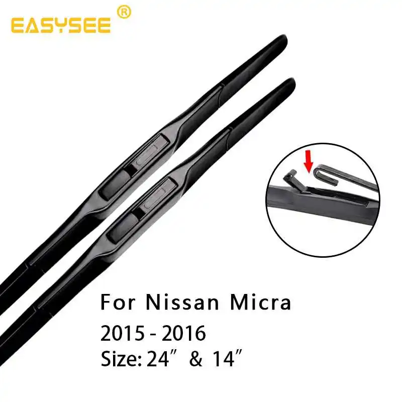 Windscreen windshield Hybrid Wiper Blades for Nissan Micra Fit Hook Arms Model Year From 2000 to - Цвет: 2015-2016