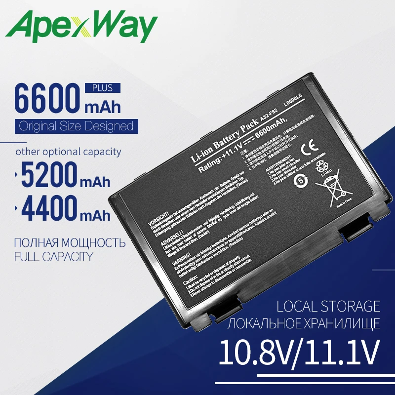 

5200mAh laptop battery for Asus 90-NVD1B1000Y A32-F52 A32-F82 A32-K40 L0690L6 L0A2016 F52 F52A F52Q F82 F82Q F83 F83CR F83S