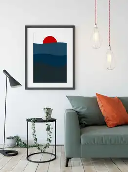 

Red sun Art canvas Poster Home Decor