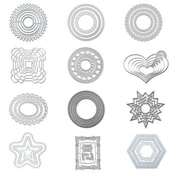 

DiyArts Border Frame Set Metal Cutting Dies for DIY Scrapbooking Photo Album Decorative Embossing Paper Crafts Geometric Dies