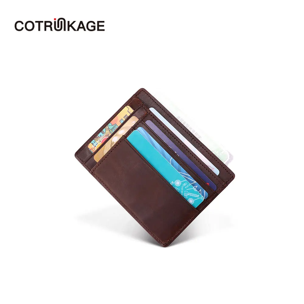 COTRUNKAGE тонкий мужской минималистичный RFID кошелек мини Натуральная кожа ID держатель для карт короткий кошелек мужской для кредитных карт
