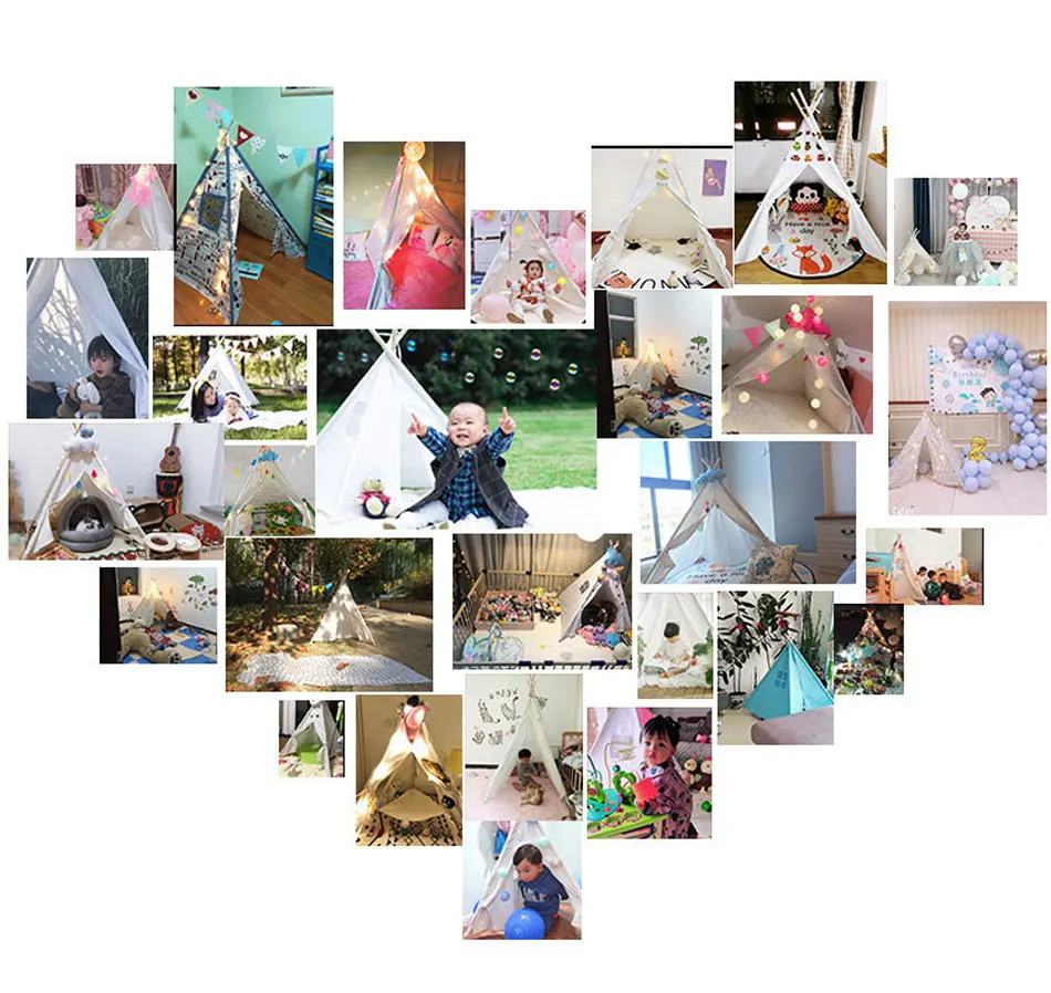 Kids Tent Play Tent Portable Folding Indoor Children's Wigwam Canvas Original Triangle Tipi Game House With Mat Outgoing Toys