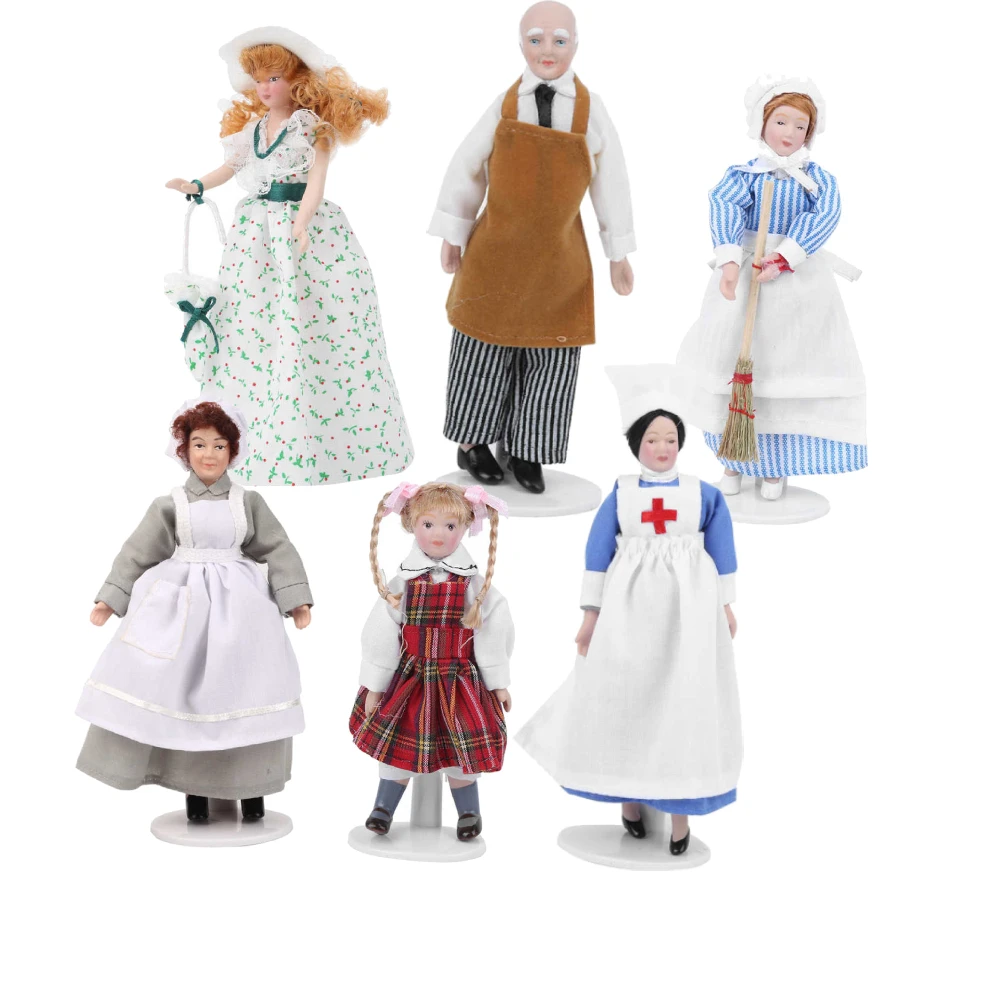 1:12 miniatura Casa de cerámica muñeca mujer Vestido largo de mujer, muñeca de juguete Decoración Juguetes Para niñas