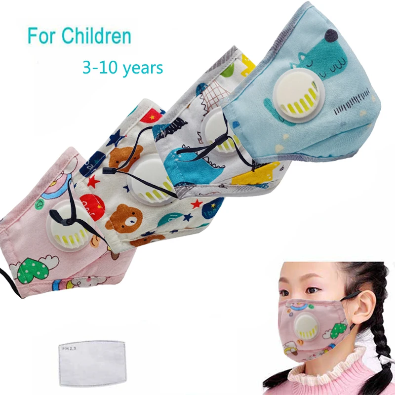 

3Pcs Child FFP2 Dust Mask Thicken Cotton Filter Reusable Face Respirator Kids Respiratory Valve Gas Protective Mask