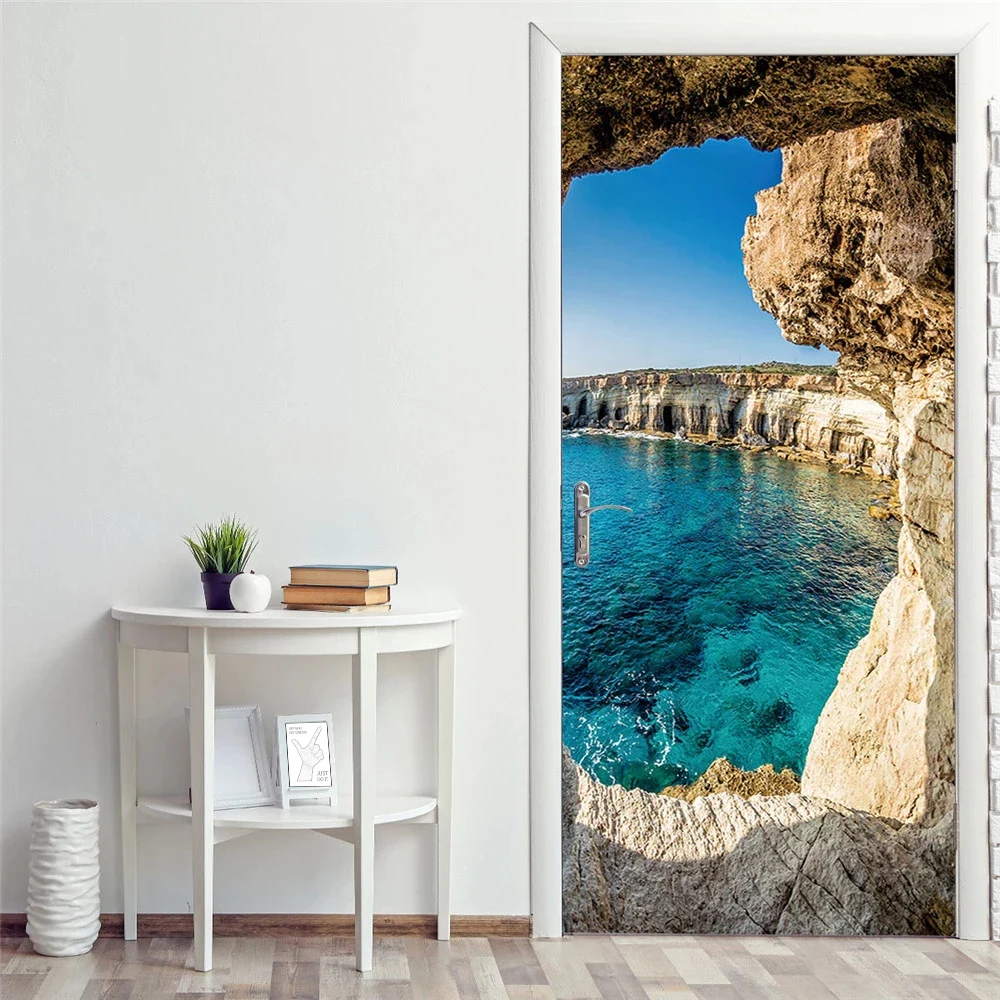 filete recoger Rechazo Landscape Door Stickers 3D Removable Vinilos Para Puertas Adhesive  Wallpaper Art Murals for Doors Bibliotheque Modern Home Decor _ -  AliExpress Mobile