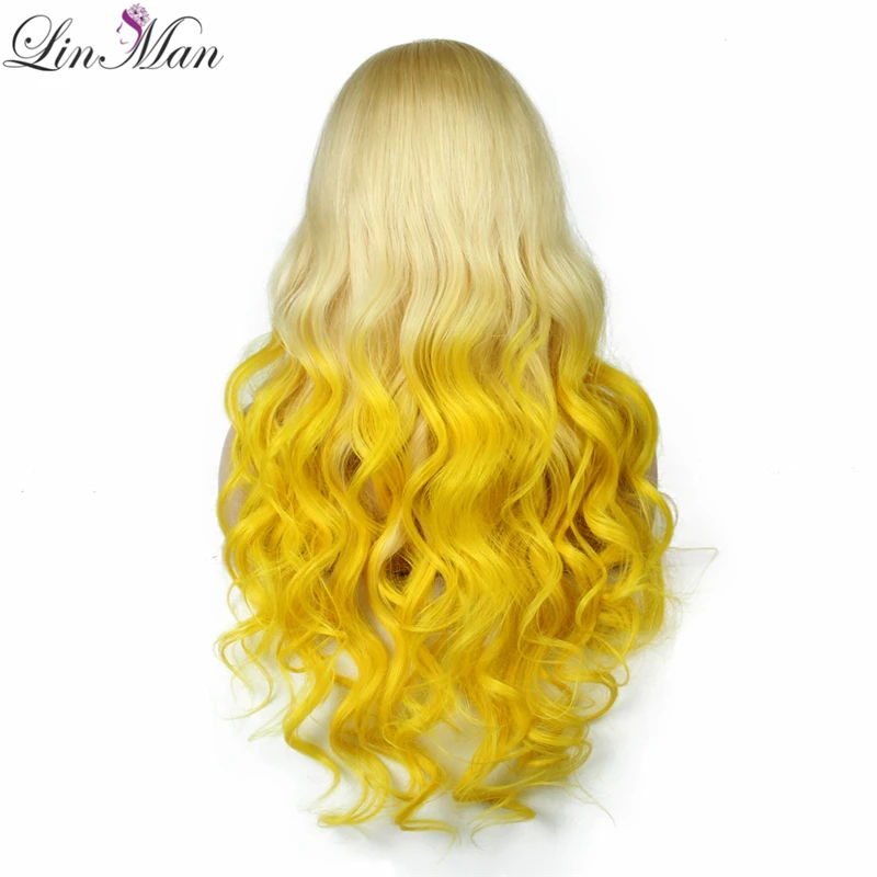 LIN MAN, 613, желтый и оранжевый цвет, кружевные передние человеческие волосы, парики, предварительно выщипанные волосы, бразильский парик Remy с детскими волосами