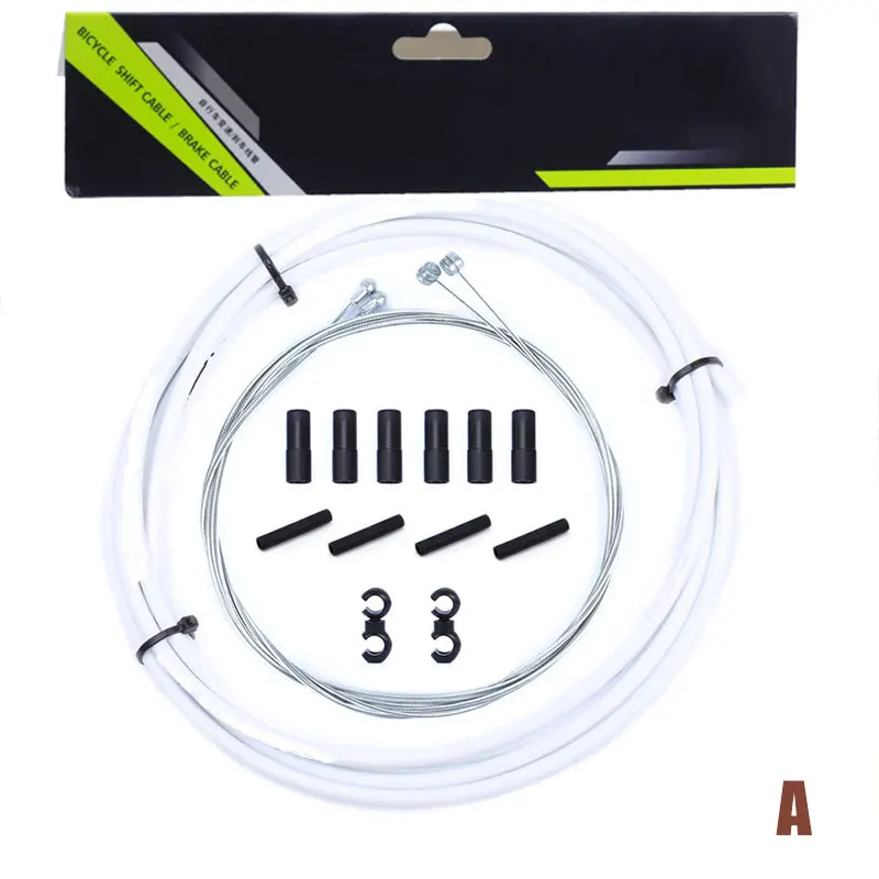 white A-brake kits Велосипед передний задний внутренний внешний провод Шестерня тормозной кабель набор 4 цвета BFE88 - Цвет: white A-brake kits