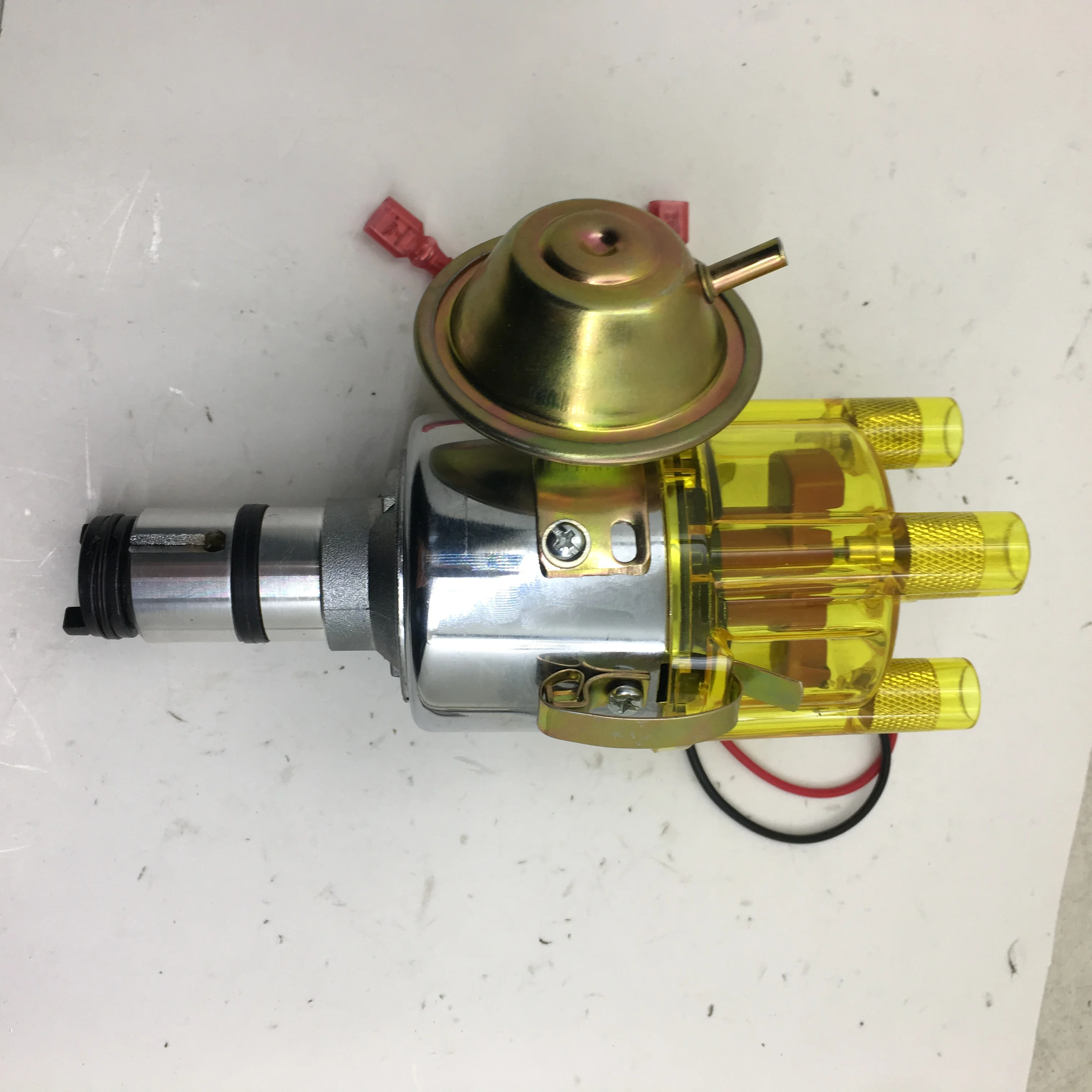 SherryBerg complete distributor Chrome yellow clean cap for VW 034 VACUUM adv. ELECTRONIC DISTRIBUTOR USES ALL BOSCH PARTS BUG