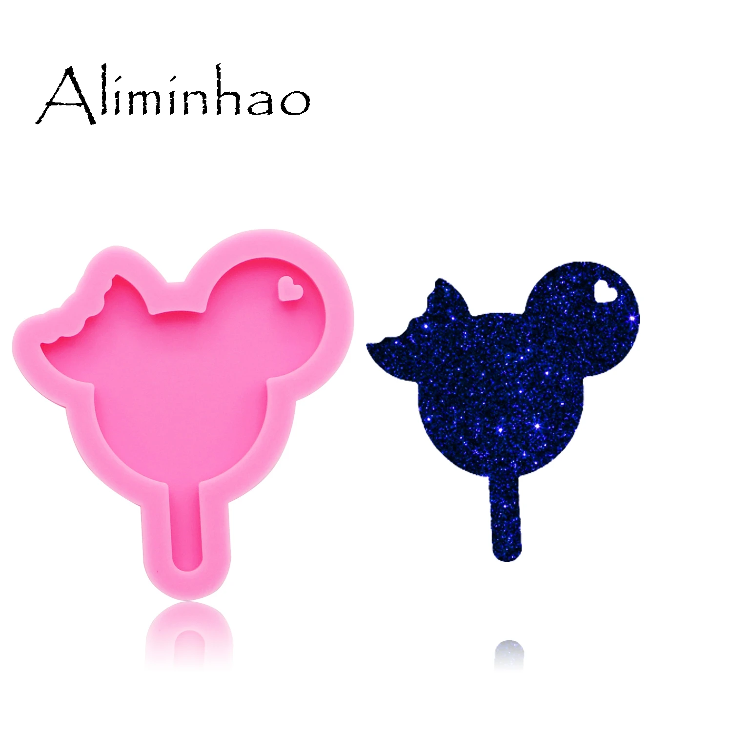 Pink 1pc DY0192 DY0192 блестящая голова мыши мороженое ухо откусили формы силиконовые формы DIY Эпоксидной и смолы ремесло формы брелок плесень - Цвет: Pink 1pc DY0192