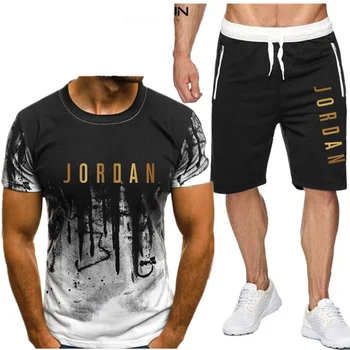 

2piece set men outfits jordan 23 t-shirt shorts summer short set tracksuit men sport suit jogging sweatsuit basketball jersey