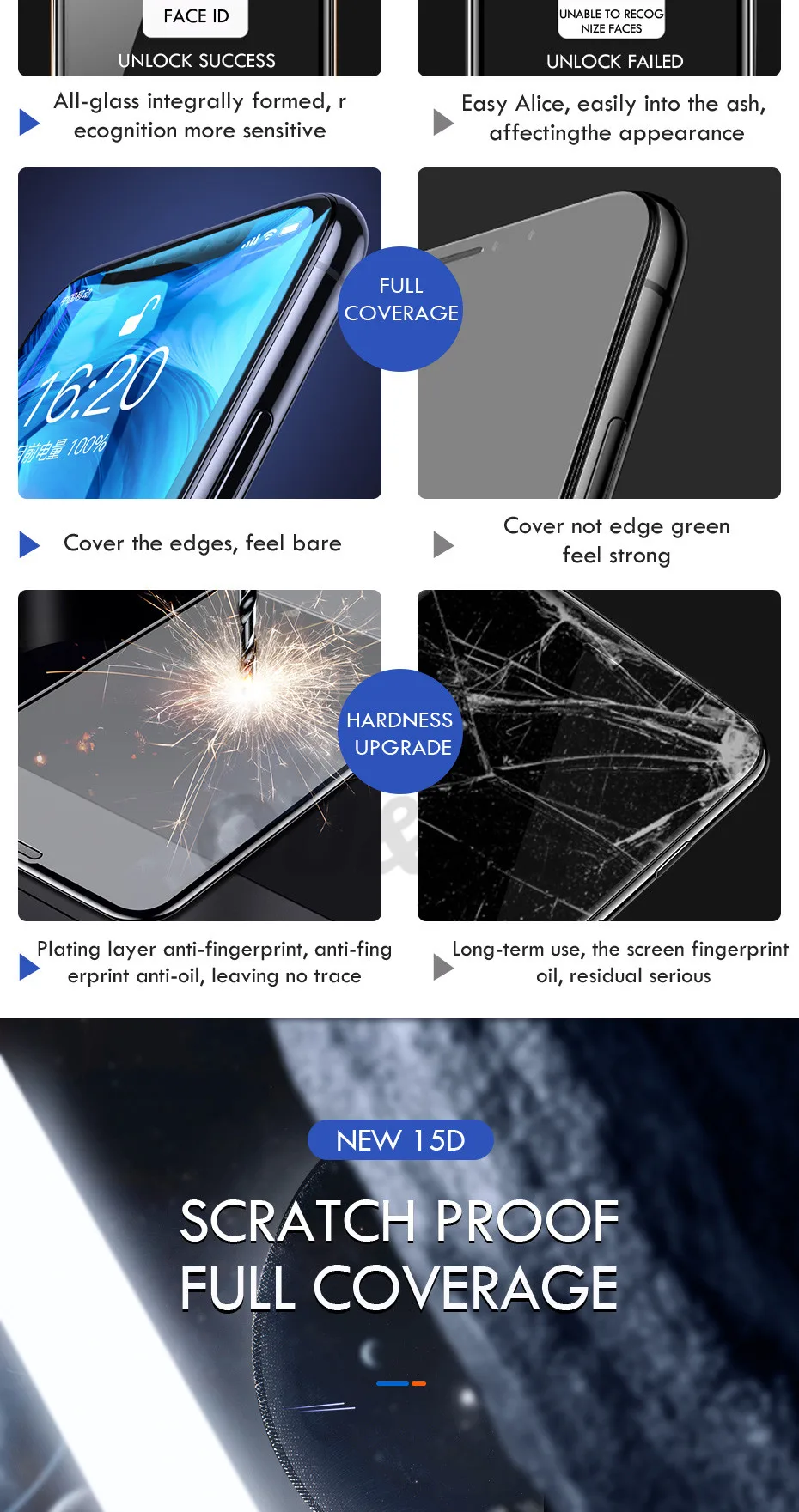 15D полное защитное закаленное стекло для iphone 6 7 6s 8 Plus X XS Max XR Защитное стекло для экрана для iphone 11 Pro Max 7 6s стекло