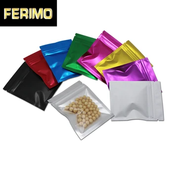 

100Pcs Colorful Clear Aluminum Foil Zip Lock Bags Self Sealing Zipper Packaging Pouches Zip Lock Packing Bags for Snack Storage