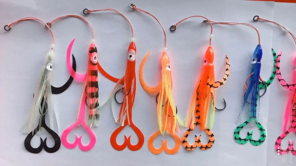 40pcs Assist Hooks With Squid Skirts,Inchiku Jig Assist Hook,octopus jigs assist hook, squid jig hook, suitable for inchiku jigs