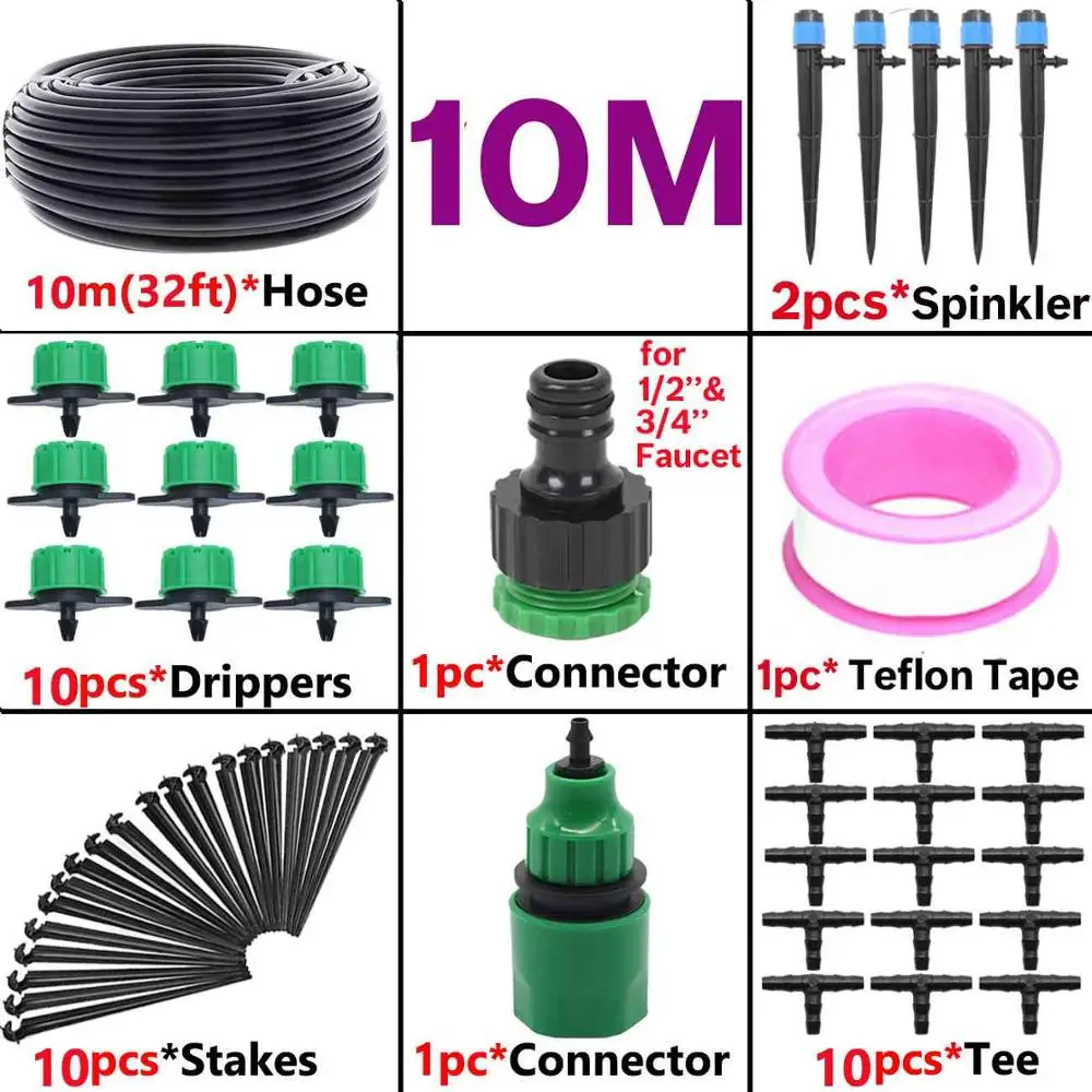 KSL01-KIT018-10M KESLA 25 м микро капельный полив комплект системы Автоматическая 360 спринклерная капельница распылитель для горшечных растений садовые теплицы - Цвет: KSL01-KIT018-10M