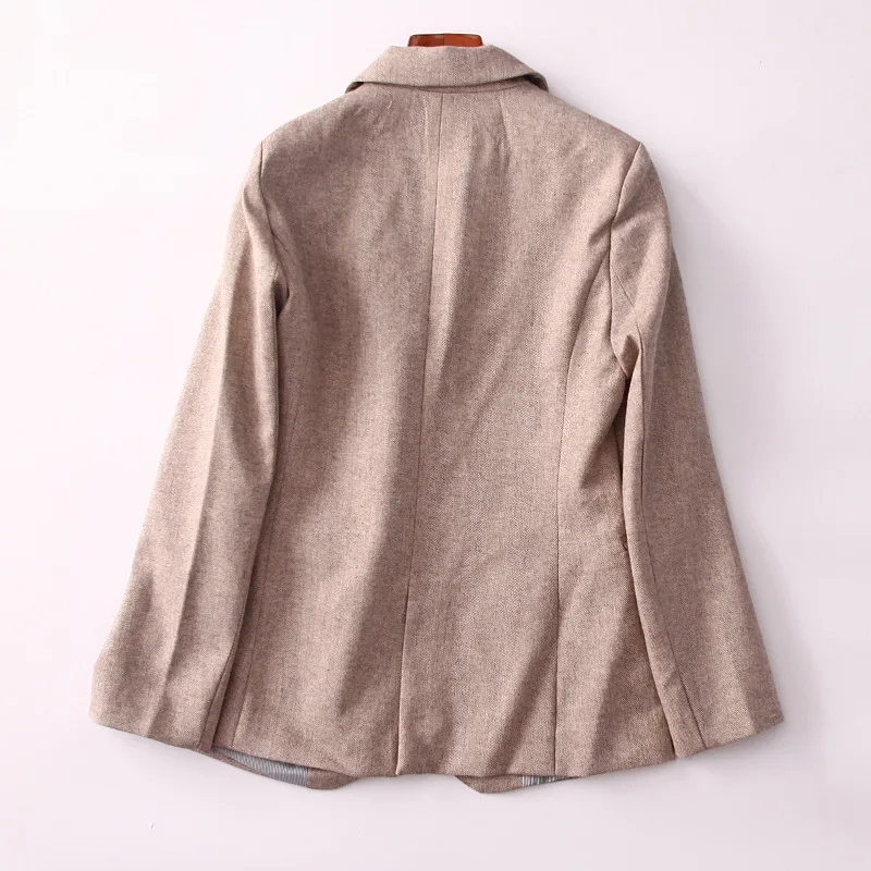 

Commuting Ol Wind ~ Wool Blended Simple Versatile Herringbone One-Button Long Sleeve Woolen Small Suit Coat Women's 2-Color
